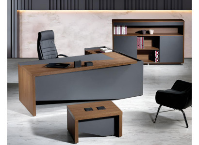 Eckbürotisch Komplette Büro Bürotisch Set 3tlg Holz Büromöbel Grau