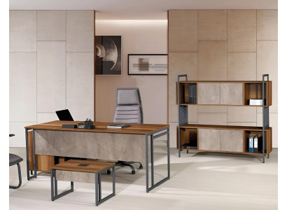 Eckbürotisch Komplette Büro Bürotisch Set 3tlg Holz Büromöbel Braun
