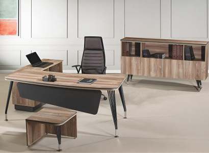 Arbeitszimmermöbel Komplettbüro Eckbürotisch Büro 3tlg Holz Braun Set