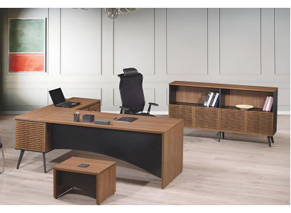 Komplette Arbeitszimmermöbel Eckbürotisch 3tlg Holz Braun Büromöbel