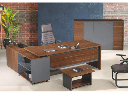 Gruppe Eckbürotisch Komplette Bürotisch Set 3tlg Holz Büromöbel Braun
