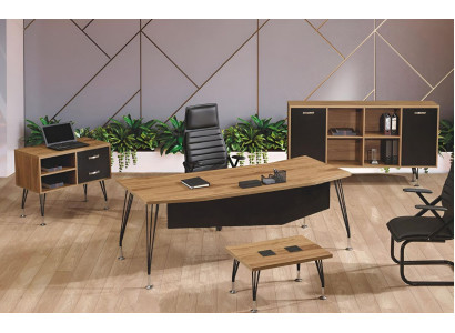 Komplettbüro Bürotisch Büromöbel Schreibtisch Set 4tlg Holz Schwarz