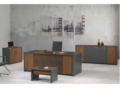 Komplettbüro Bürotisch Büromöbel Schreibtisch Set 4tlg Holz Braun Büro