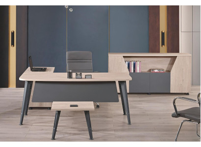 Büromöbel Eckbürotisch Arbeitstisch Komplettbüro 3tlg Holz Set Grau