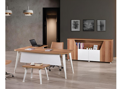 Arbeitszimmermöbel Komplettbüro Eckbürotisch Set 3tlg Holz Weiß Tisch
