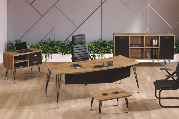 Büromöbel Komplettbüro Schreibtisch Büro Bürotisch 4tlg Holz Schwarz