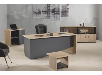 Komplettbüro Büromöbel Schreibtisch Büro Bürotisch Set 4tlg Holz Grau