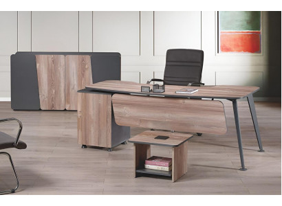 Komplette Arbeitszimmermöbel Schreibtisch 3tlg Holz Braun Büromöbel