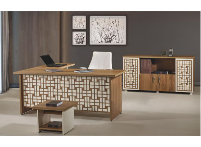 Computermöbel Arbeitstisch Büromöbel Eckbürotisch 3tlg Holz Set Braun