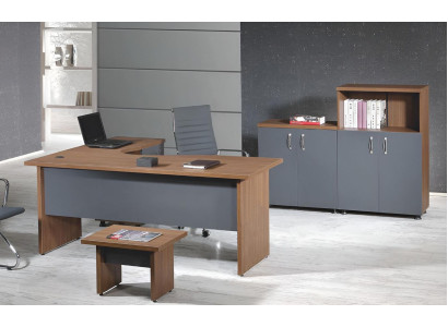 Gruppe Büro Eckbürotisch Arbeitszimmermöbel Schrank 4tlg Holz Grau