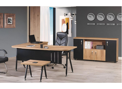 Gruppe Büro Eckbürotisch Arbeitszimmermöbel Schrank 3tlg Holz Schwarz