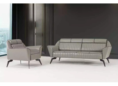 Leder Sofagarnitur Dreisitzer Sessel Polster Möbel Kunstleder Couchen 