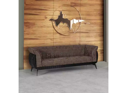 Brauner Dreisitzer Arbeitszimmer Sofa Luxus Designer Möbel Büro Couch