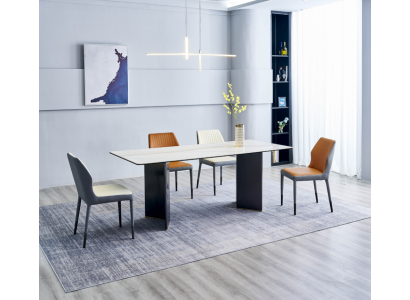 Moderner Esszimmer Set Großer Esstisch 6x Kunstleder Stühle Luxus Möbel