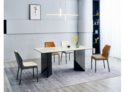 Essgruppe Esszimmertisch Designer 6x Kunstleder Stühle Esstisch 7tlg