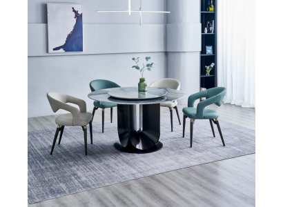 Moderne Essgruppe Designer Rundtisch 4x Stühle Esszimmergarnitur 5tlg