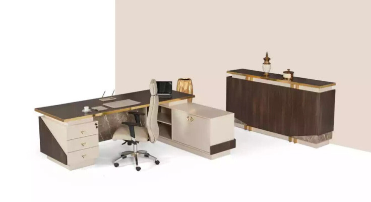 Eckschreibtisch Luxus Edelstahlmöbel Arbeitszimmer Büro Schreibtisch Neu
