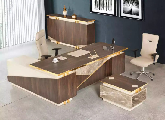 Eckschreibtisch Luxus Edelstahlmöbel Arbeitszimmer Büro Schreibtisch Neu