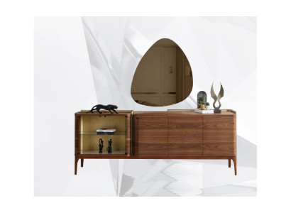 Sideboard mit Spiegel Anrichte Schrank Holzschrank Braun Kommode Design