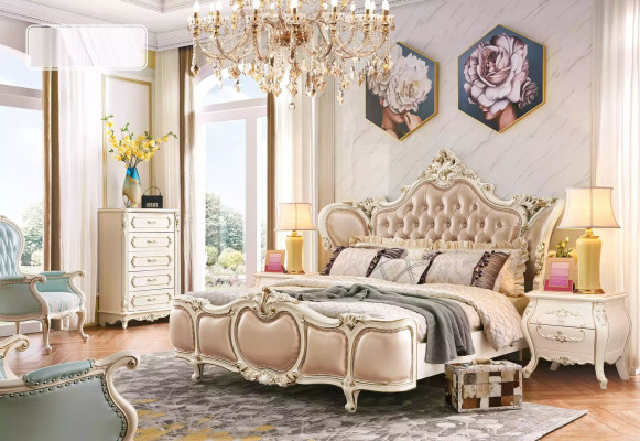klassische Möbel Schlafzimmer Set Bett 2x Nachttische Kommode Luxus Set 4tlg