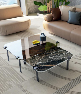 Couchtische Tisch Luxus Glas Tische Konsolen Design Italienische Möbel Set 2x