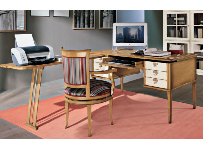 Büro Sessel Stuhl mit Armlehne Lehnstuhl Holz Wohnzimmer Italienische Möbel Edel