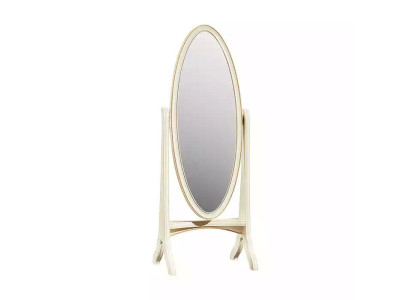Wohnzimmer Bodenspiegel Spieglein Holzrahmen Oval weiß Standspiegel Spiegel