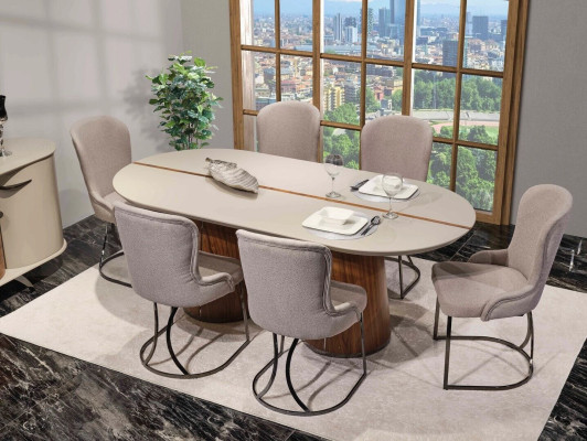 Luxuriöses Esszimmer Set Esstisch 6x Stühle Sideboard Spiegel 9 tlg