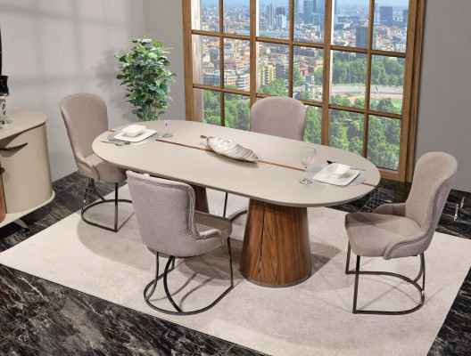Luxuriöses Esszimmer Set Esstisch 6x Stühle Sideboard Spiegel 9 tlg