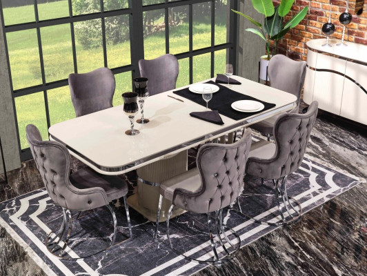 Tisch 6x Stühle 7tlg Esszimmer Holztisch Esszimmer Set Gruppe Design