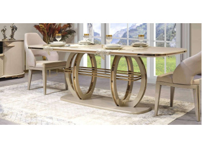 Esstisch Esszimmertisch Essecke Esszimmermöbel Tisch Holz Gold Beige