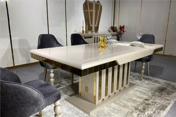 Großes Esszimmer Set Esstisch 6x Stühle Sideboard Spiegel set von 9tlg
