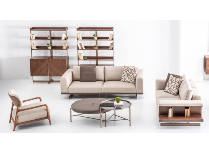 Beige Moderne Sofagarnitur Dreisitzer Zweisitzer Set Luxus Stoffmöbel