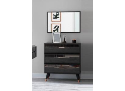 Modern Kommode mit Spiegel Luxus Moder design Schlafzimmer Holz Set 2tlg