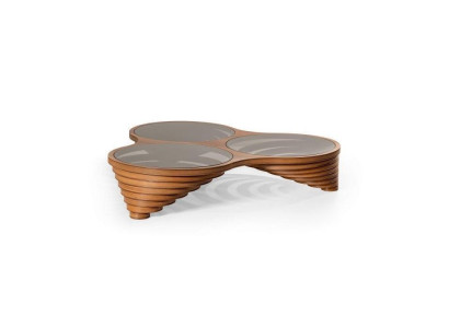 Exklusive Luxus Wohnzimmer Couchtisch Braun Farbe mit Glasplatte Modern