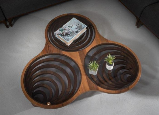 Exklusive Luxus Wohnzimmer Couchtisch Braun Farbe mit Glasplatte Modern