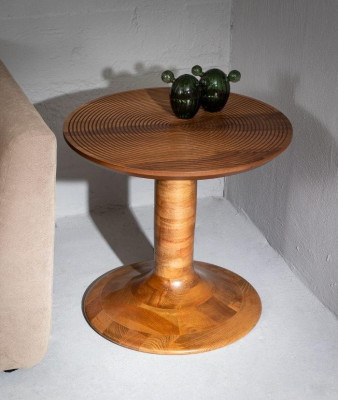 Brauner Wohnzimmer Sofa Beistelltisch Luxuriöser Holz Rund Couchtisch