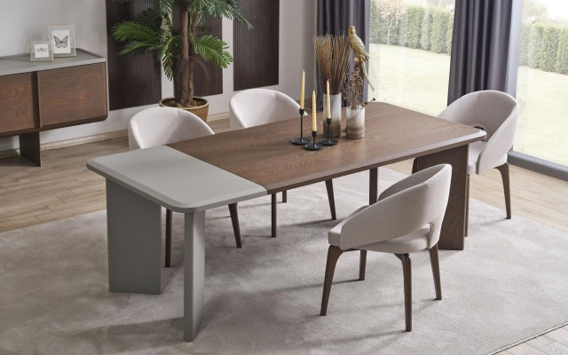 Große Esszimmer Garnitur Designer Esstisch 4x Stühle Sideboard Spiegel