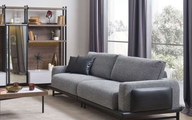 Designer Sofagarnitur Wohnzimmer Holz Möbel 3-Sitzer Sessel Couchtische