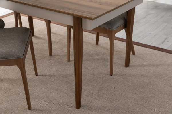 Komplette Esszimmer Garnitur Esstisch 4x Braune Polsterstühle 5tlg Set