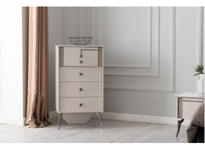 Wohnzimmer Weiße Kommode 4x Schubladen Holzkommode Holzschrank Möbel