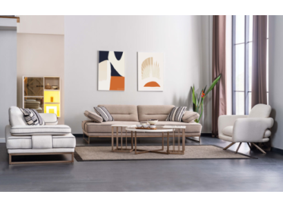 Stilvolle Wohnzimmer Sitzgarnitur Polster 2x Dreisitzer Sofas Sessel