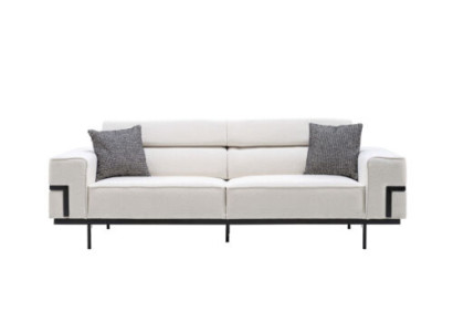 Wohnzimmer Weißes Textilsofa Exklusiver Dreisitzer Polster Couch Neu