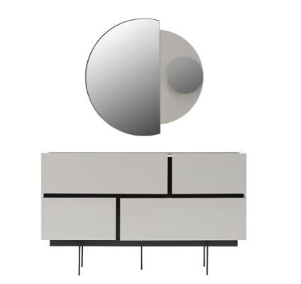 Stilvolle Schlafzimmer Anrichte Designer Holz Kommode Spiegel 2tlg Set