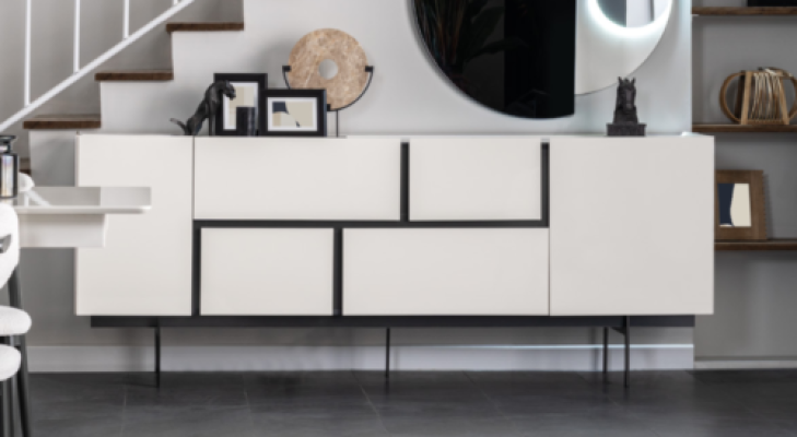 Robuste Schwarz-Weiße Anrichte Esszimmer Designer Holz Kommode Möbel