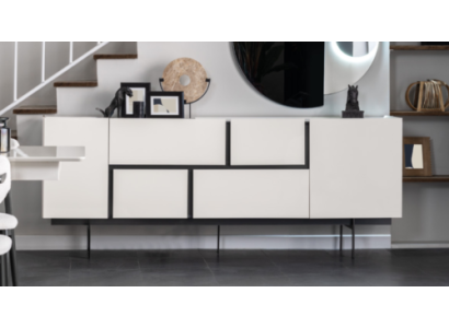 Robuste Schwarz-Weiße Anrichte Esszimmer Designer Holz Kommode Möbel