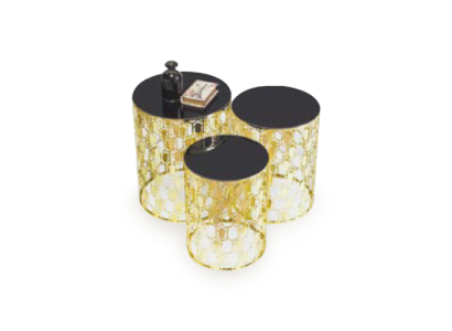 Gruppe Beistelltische Kaffeetische Sofatische 3tlg Couchtische Gold