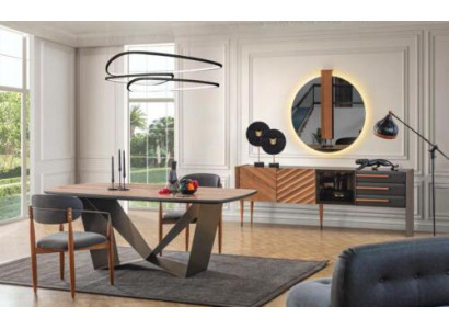 Stilvolle Esszimmer Garnitur Designer Esstisch 4x Polsterstühle Anrichte