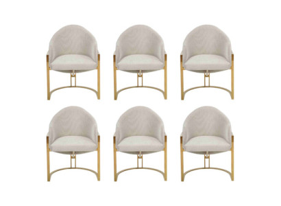 Modern 6x Stühle Polsterstuhl Esszimmerstuhl Metall Küchenstuhl Weiß Stilvoll