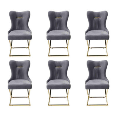 Stilvoll Esszimmer 6x Stühle Luxus Sessel Stuhl grau Sessel Wohnzimmer Möbel neu